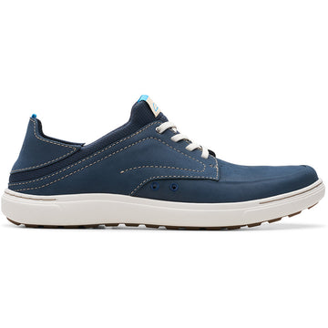 Quarter view Men's Clarks Footwear style name Mapstone Lace in color Navy. Sku: 26176883