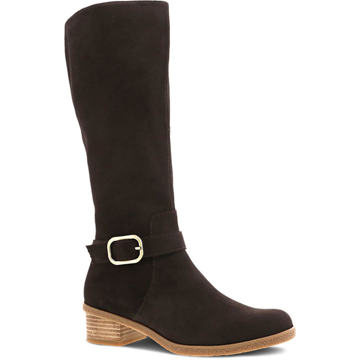 Quarter view Women's Dansko Footwear style name Dalinda Waterproof in color Chocolate Waterproof Suede. Sku: 2932-450300