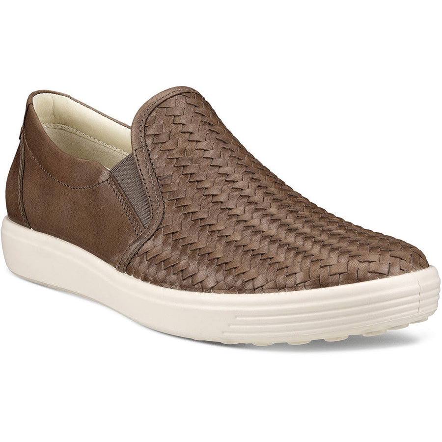 Quarter view Women's ECCO Footwear style name Soft 7 Woven Slip On in color Taupe. Sku: 470113-01674