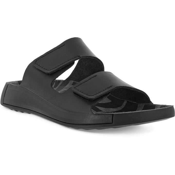 Quarter view Men's Footwear style name 2Nd Cozmo Two Band Slide in color Black. SKU: 500904-01001