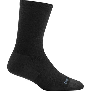 Quarter view Women's Darn Tough Sock style name Solid Basic Crew Light color Black. Sku: 6012-BLACK