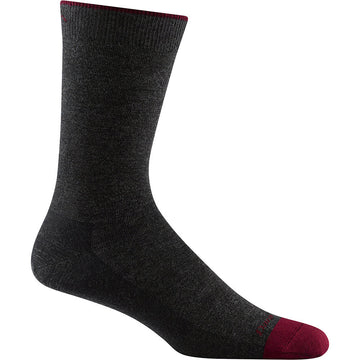 Quarter view Men's Darn Tough Sock style name Solid Crew Light color Charcoal. Sku: 6032-CHARCOAL
