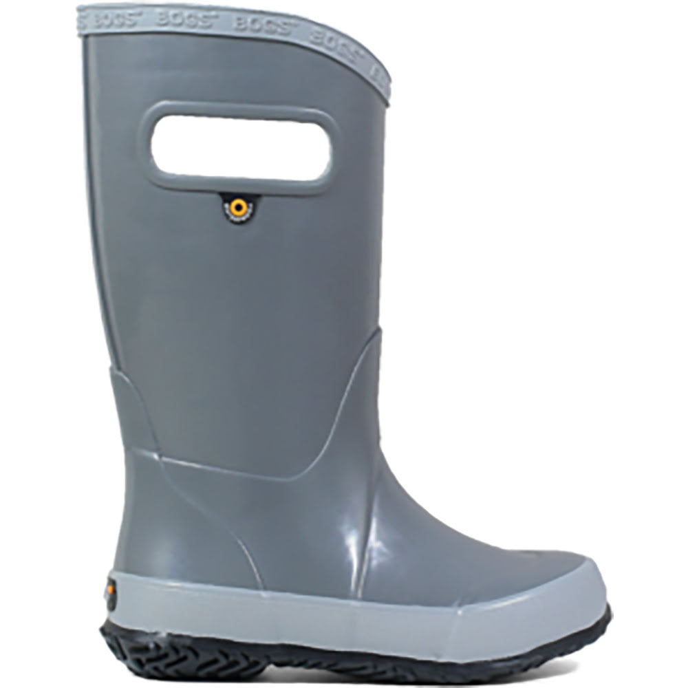 Quarter view Kids Bogs Footwear style name Rainboot Solid color Gray. Sku: 72377-020