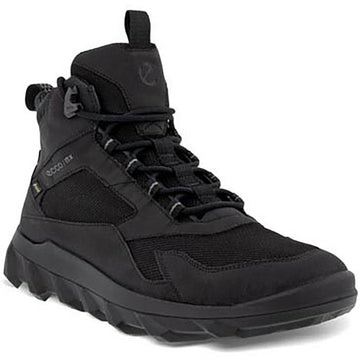 Quarter view Men's ECCO Footwear style name Mx Mid Boot Gore-Tex color Black/ Black. Sku: 820224-51052
