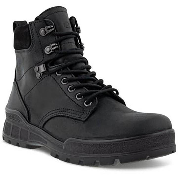 Quarter view Men's ECCO Footwear style name Track 25 Plain Toe Boot color Black. Sku: 831854-02001