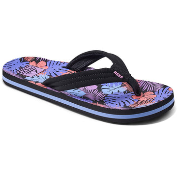 Quarter view Kid's Reef Footwear style name Kids Ahi in color Purple Fronds. Sku: CJ3681