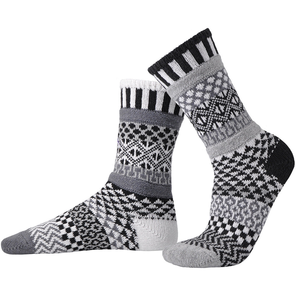 Quarter view Women's Solmate Sock style name Solmate Crew in color Midnight. Sku: CREW-MID