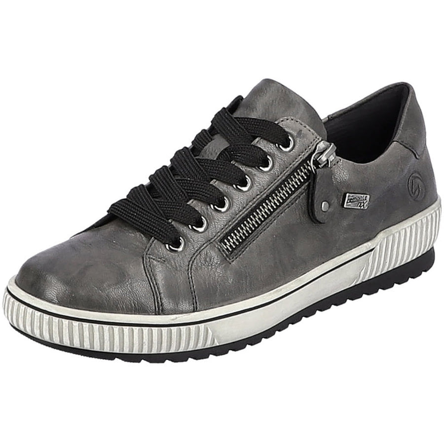 Quarter view Women's Remonte Footwear style name Maditta 00 Low in color Cenere/ Fumo/ Ottawa/ Eagle. Sku: D0700-42