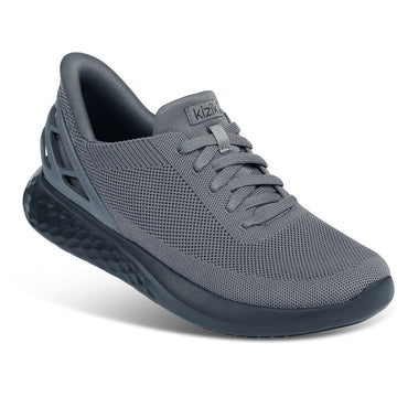 Quarter view Men's Kizik Footwear style name Athens Wide in color Graphite. Sku: DATHGT02W