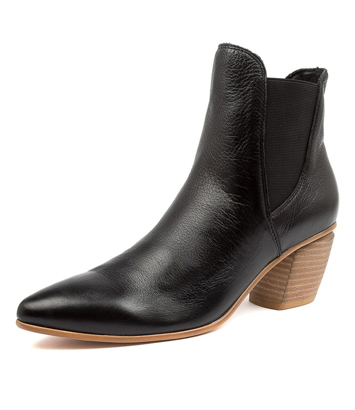 Side View Women's Django & Juliette Jinks Boot In Black/ Natural Heel Leather Sku: Dj15165Bblle