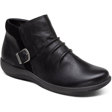 Quarter view Unisex Aetrex Footwear style name Luna color Black. Sku: DM700WM