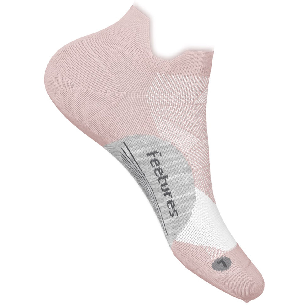 Quarter view Women's Feetures Sock style name Elite Light Cushion No Show in color Prop Pink. Sku: E5031493