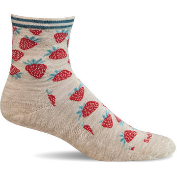 Quarter view Women's Sockwell Sock style name Strawberry in color Barley. Sku: LD227W-040