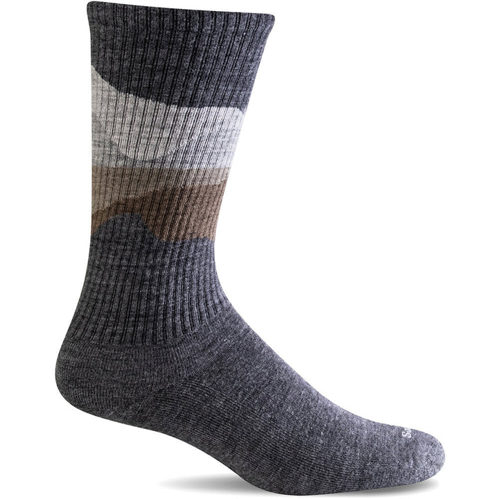 Quarter view Men's Sockwell Sock style name Shadow Mountain Crew color Charcoal. Sku: LD71M-850