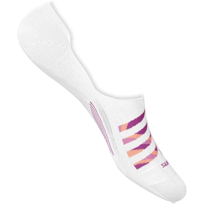 Quarter view Women's Feetures Sock style name Everyday Invisible Palms in color White. Sku: LW755692