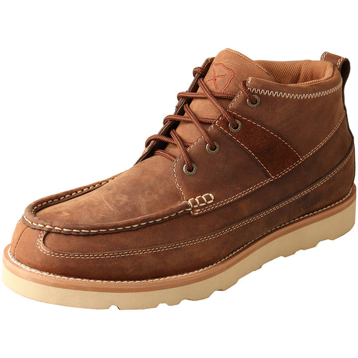 Quarter view Men's Twisted X Footwear style name 4 " Wedge Sole Boot color Oiled Saddle. Sku: MCA0007