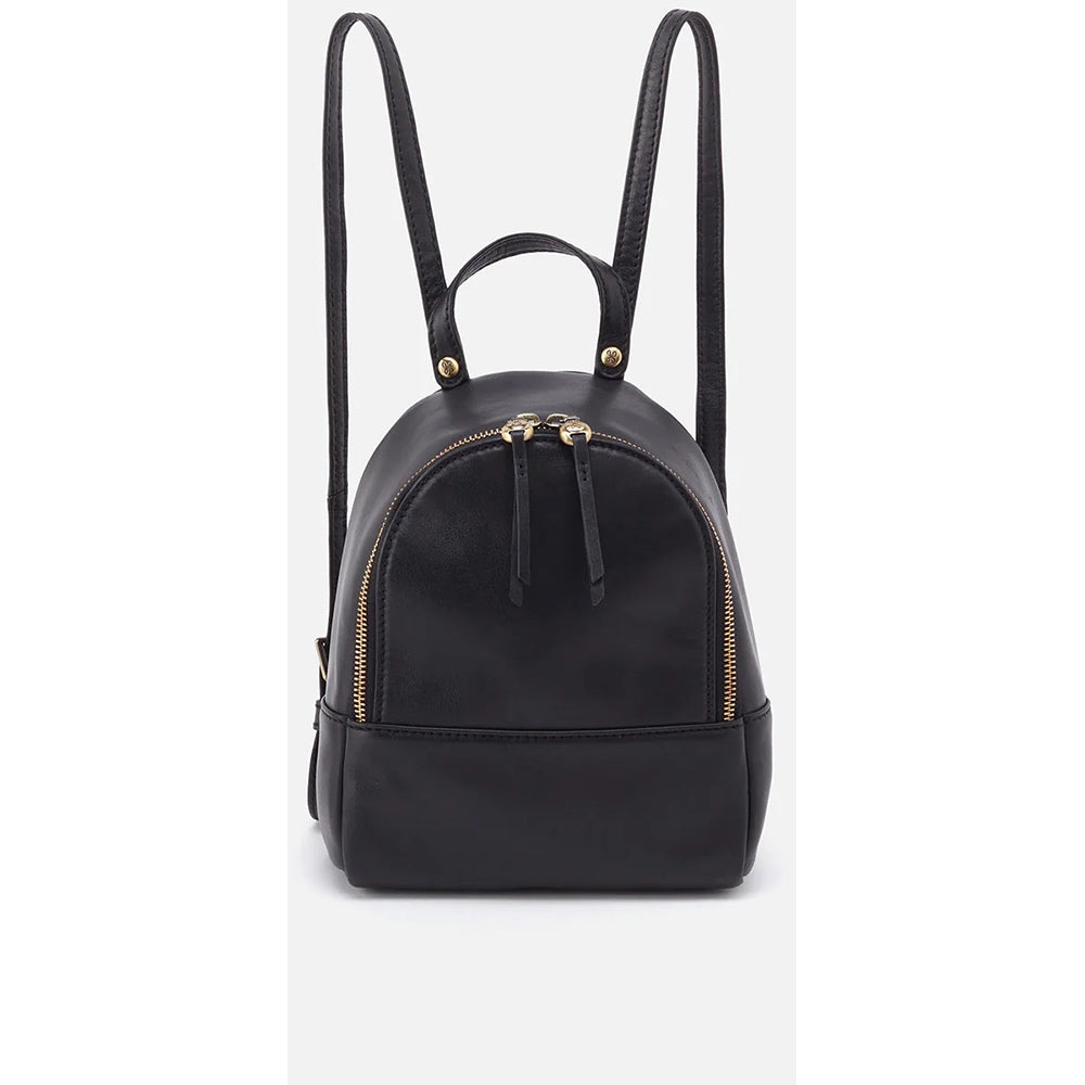 Quarter view Women's Hobo Hand Bag style name Juno Mini Backpack in color Black. Sku: SH-54393BLK