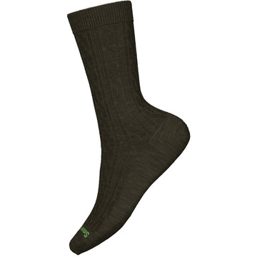 Quarter view Women's Smartwool Sock style name Everyday Cable Crew in color Military Olive. Sku: SW001830D11