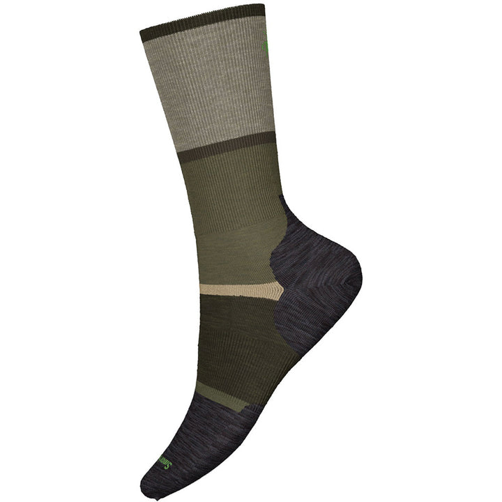 Quarter view Men's Smartwool Sock style name Everyday Robbers Roost Crew in color Winter Moss. Sku: SW001892K18