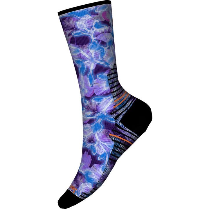 Quarter view Women's Smartwool Sock style name Hike Light Cushion Floral Crew in color Purple Iris. Sku: SW002273L90