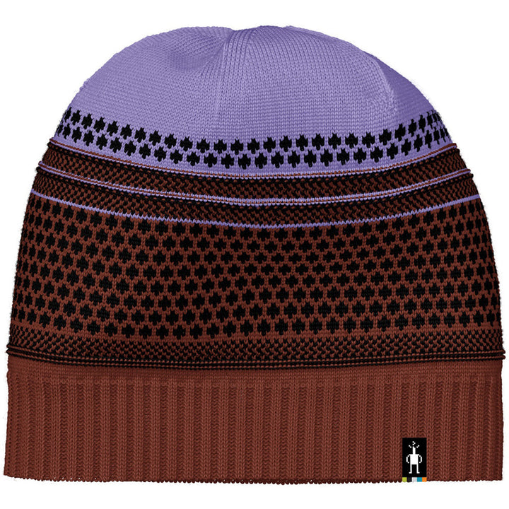 Quarter view Unisex Smartwool Apparel style name Popcorn Cable Beanie in color Ultra Violet. Sku: SW011469L46