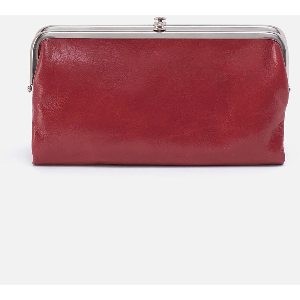 Quarter view Women's Hobo Hand Bag style name Lauren Clutch Wallet in color Cranberry. Sku: VI-3385CRAN