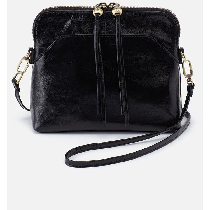 Quarter view Women's Hobo Hand Bag style name Reeva Crossbody in color Black. Sku: VI-35857BLK