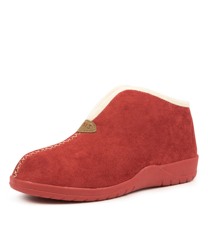 Quarter view Women's Ziera Footwear style name Cuddles in Chilli-Beige Fur Microsuede. Sku: ZR10209RPAMS-W