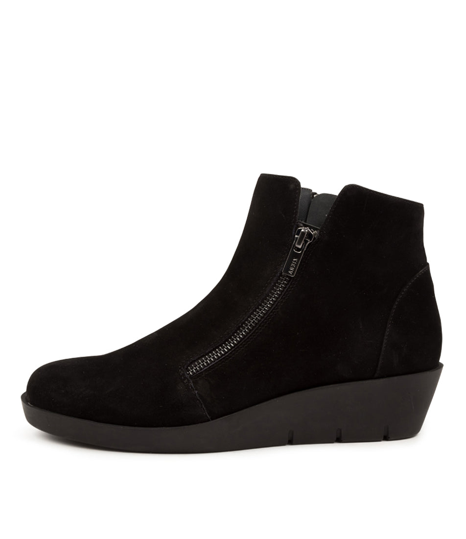 Side view Women's Ziera Footwear style name Bertha in Black Nubuck. Sku: ZR10239BLAAG