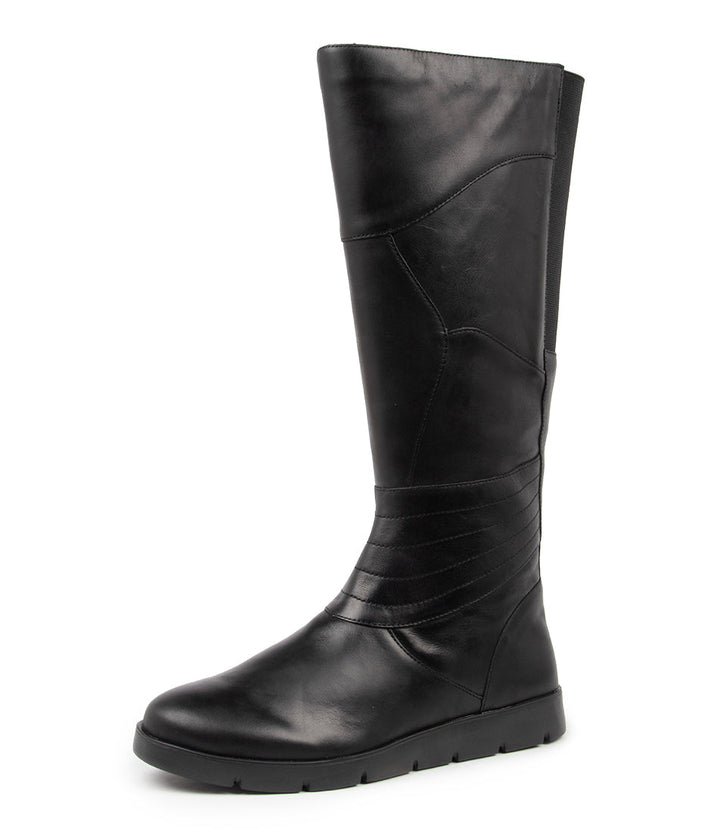Quarter turned view Women's Ziera Footwear style name Marlo in Black Leather. Sku: ZR10258BLALE