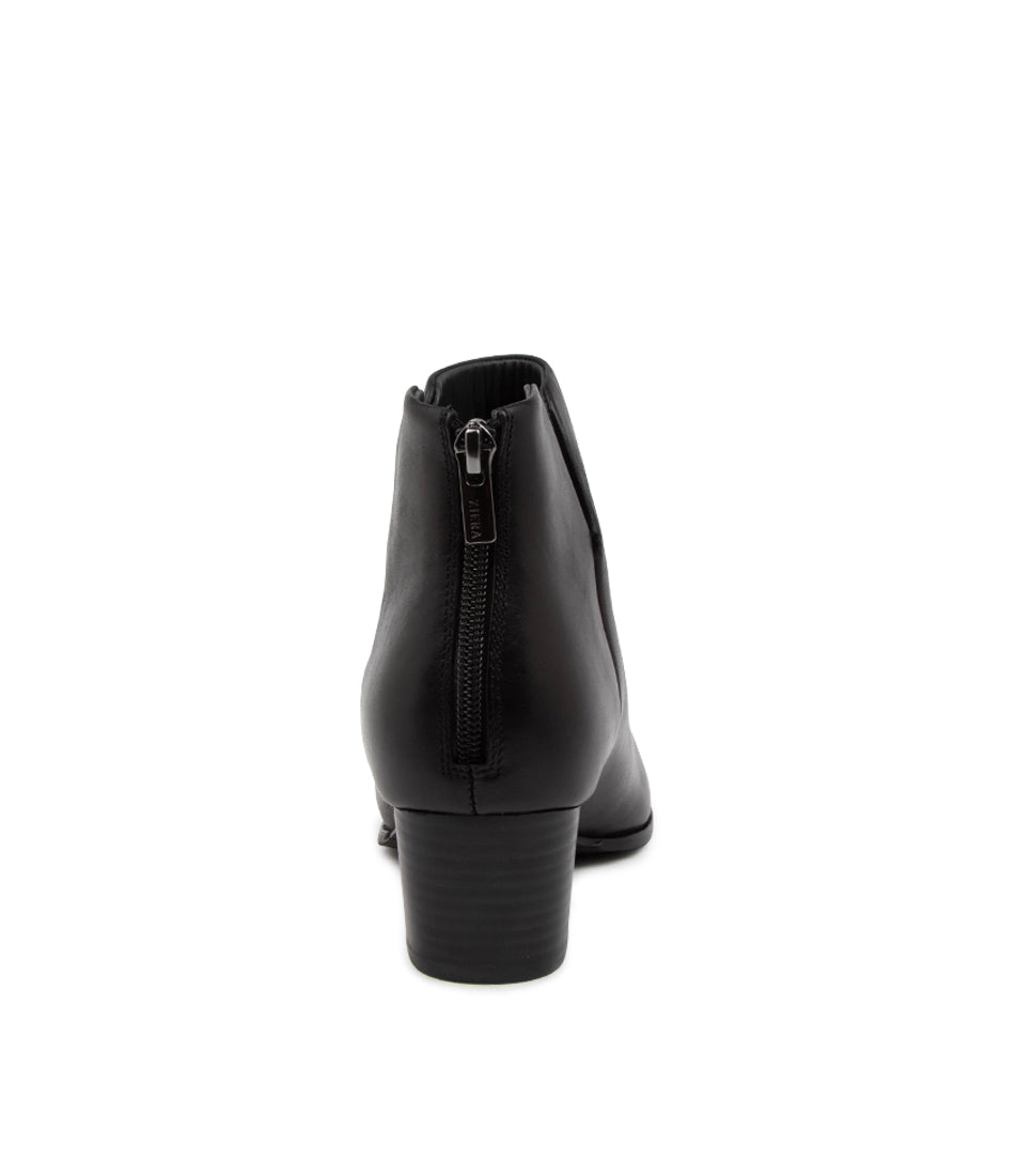 Rear view Women's Ziera Footwear style name Gates in Black Leather. Sku: ZR10284BLALE