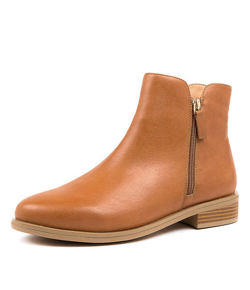 Quarter view Women's Ziera Footwear style name Skylars in Tan Leather. Sku: ZR10303TANLE-XF