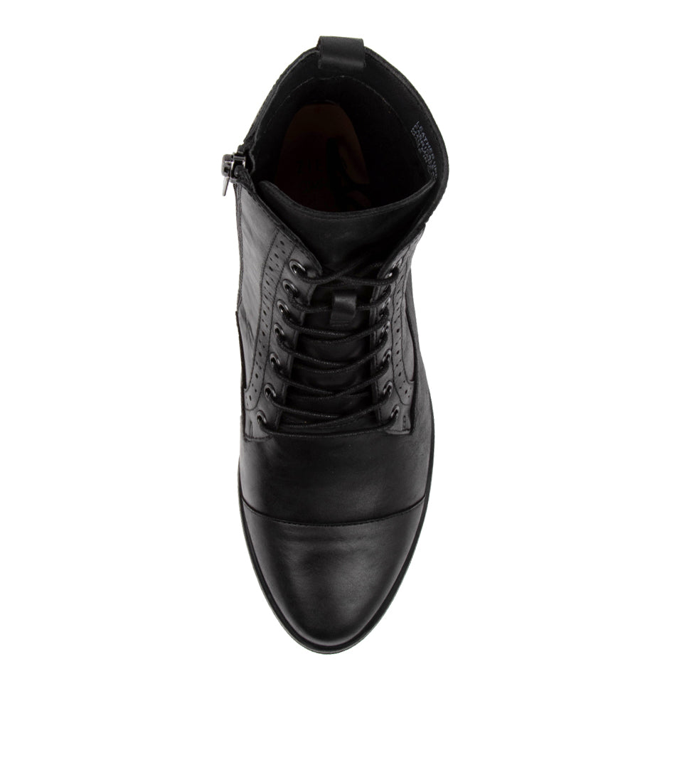 Overhead view Women's Ziera Footwear style name Storm in Black Leather. Sku: ZR10305BLALE