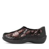 Women's Shoe, Brand Ziera Alayana in Extra Wide in Black Copper/ Black Mix Leather shoe image outside view
